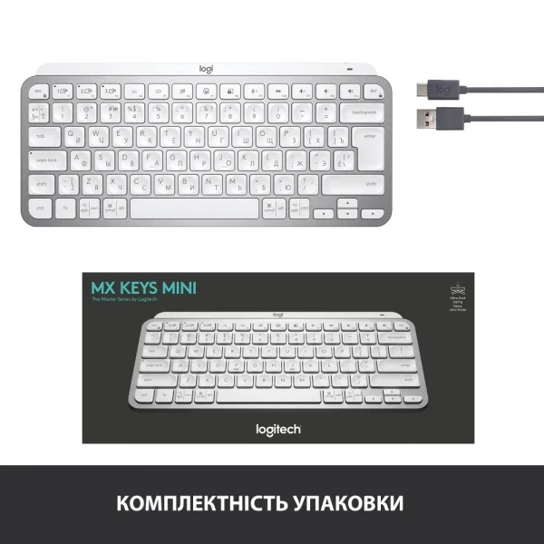 Клавиатура Logitech mx Keys Mini Minimalist Wireless Pale Grey (920-010499) - изображение 9