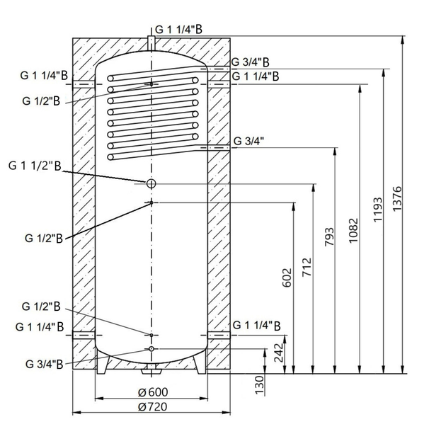 Теплоаккумулятор Thermo Alliance TAI-10 350 с теплообменником 1,4 кв. м с изоляцией 60 мм - изображение 2