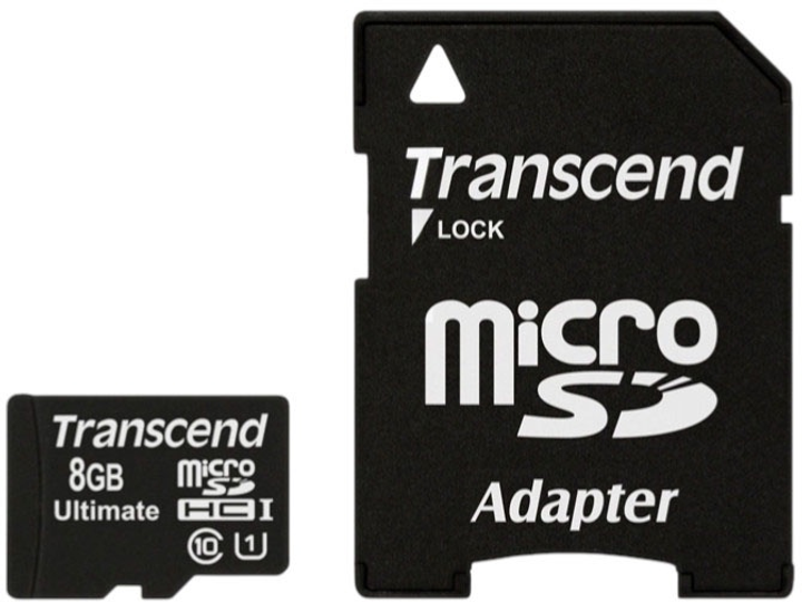 Karta pamięci Transcend microSDHC 8Gb UHS-I Ultimate X600 + SD-adapter (TS8GUSDHC10U1) - obraz 1