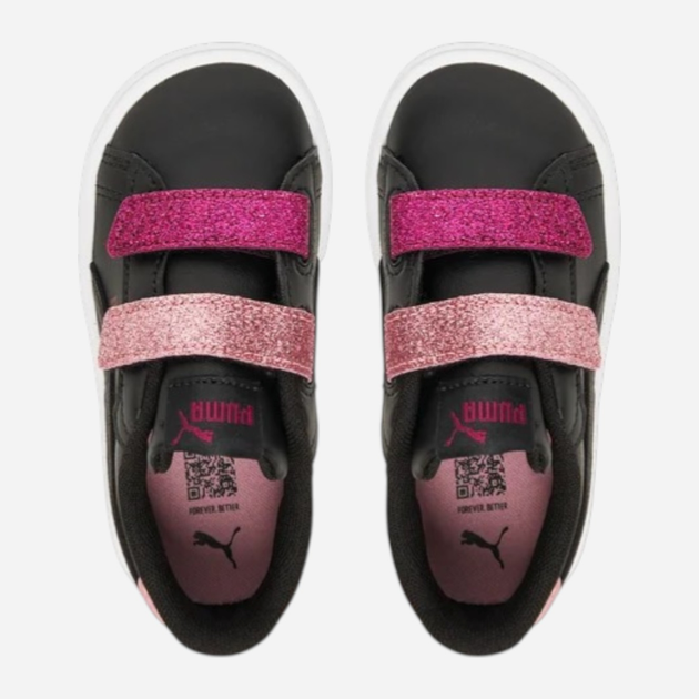 Дитячі кеди для дівчинки Puma Smash 3.0 L Glitter Velcro V Inf 39561007 23 (6UK) Чорні (4069156920774) - зображення 4
