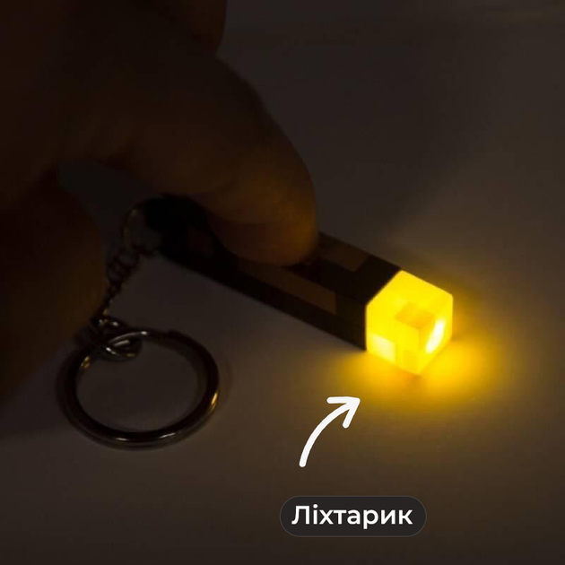 Брелок фонарик на ключи в стиле факела Minecraft с аккумулятором, rgb 7 цветов, USB, в коробочке - изображение 3