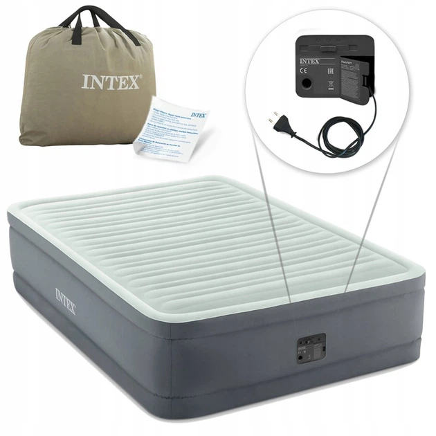 Матрац надувний INTEX 64904 191x137x46 см, сіро-бірюзовий - изображение 9