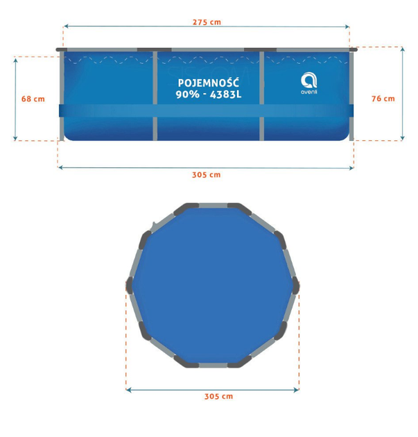 Большой садовый бассейн Avenli с насосом на прочной раме 305x76см + Аксессуары 16in1! - изображение 9