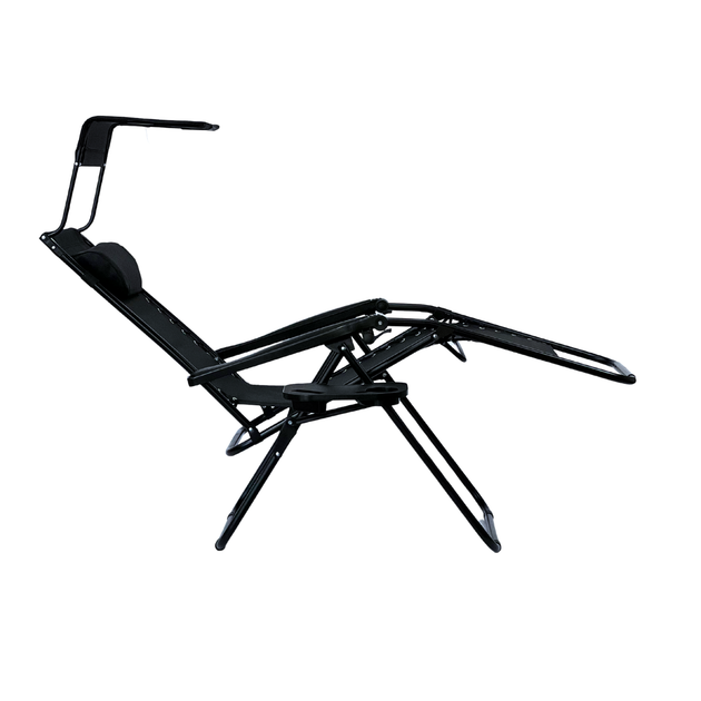 Розкладне крісло для релаксу з козирком LEOBRO до 120 кг Zero Gravity Black (LB-ZGC-H1-BLK) - Фото 3 Розкладне крісло для релаксу з козирком LEOBRO до 120 кг Zero Gravity Black (LB-ZGC-H1-BLK) - зображення 3