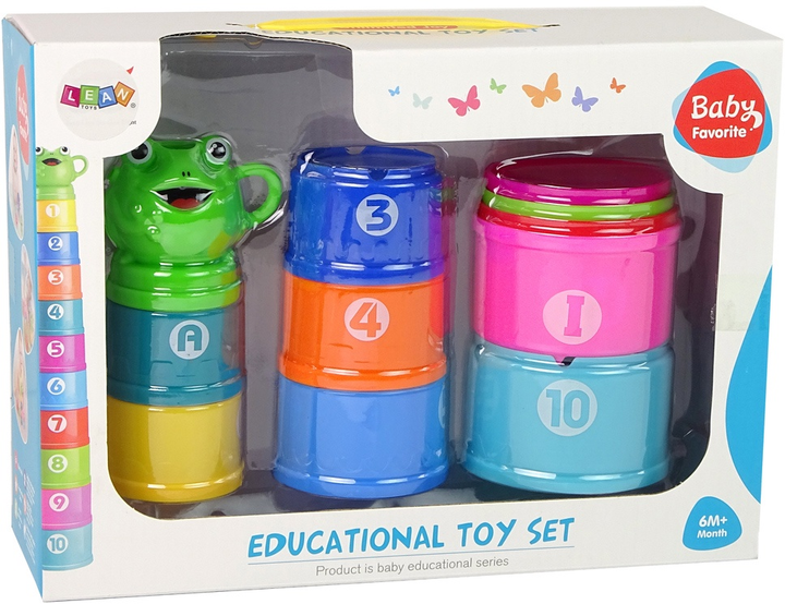 Piramidka edukacyjna Lean Toys Kubeczki do kąpieli z liczbą liter 12233 (5904665999776) - obraz 1