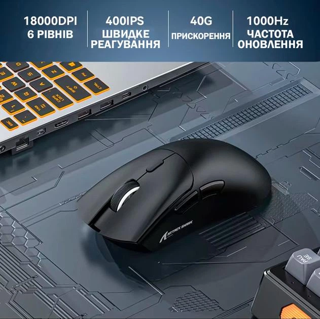 Игровая мышь ATTACK SHARK R1 PAW3311 Bluetooth 5.2 + Wi-Fi 2.4G + Проводная - изображение 6