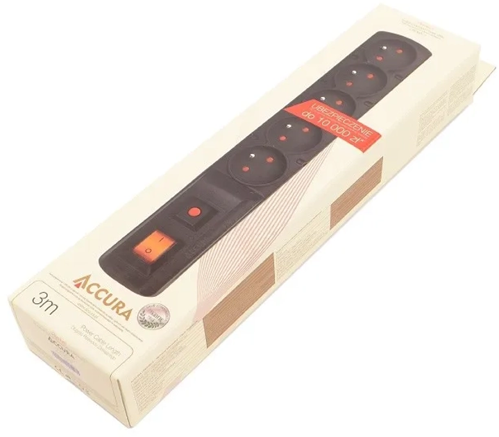 Мережевий фільтр Accura Premium Crown 3 м 5 розеток Black (ACC4016) - зображення 5