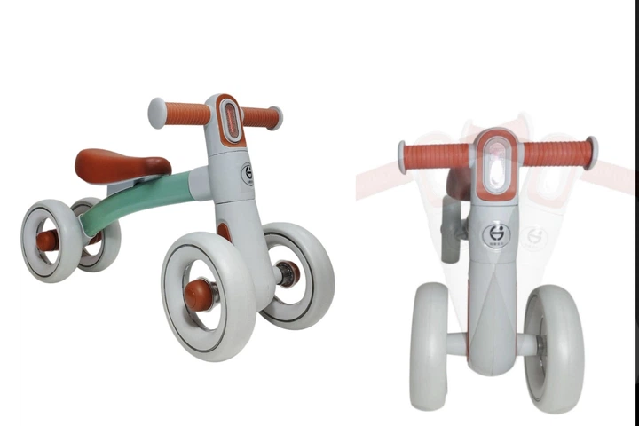 Велобег толокар детский Scale Sports 4-х колесный фонарик. Grey and green (551106989) - изображение 2