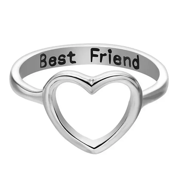 Кольцо best friends с сердцем кольцо для подруг сердце серебряный цвет - Фото 1 Кольцо best friends с сердцем кольцо для подруг сердце серебряный цвет - изображение 1
