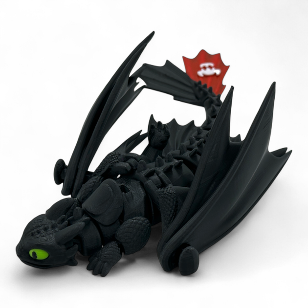 Іграшка Беззубик Toothless з фільму “Як приборкати дракона”, 200 мм, 3D-друк FDM, чорний - зображення 5