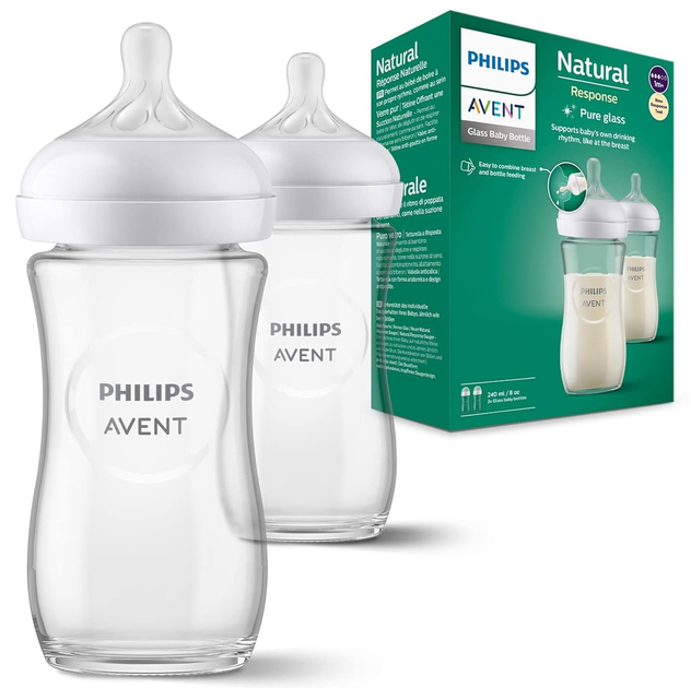 Zestaw szklanych butelek Philips Avent Natural Response 1 m+ SCY933/02 240 ml 2 szt (8710103990796) - obraz 1