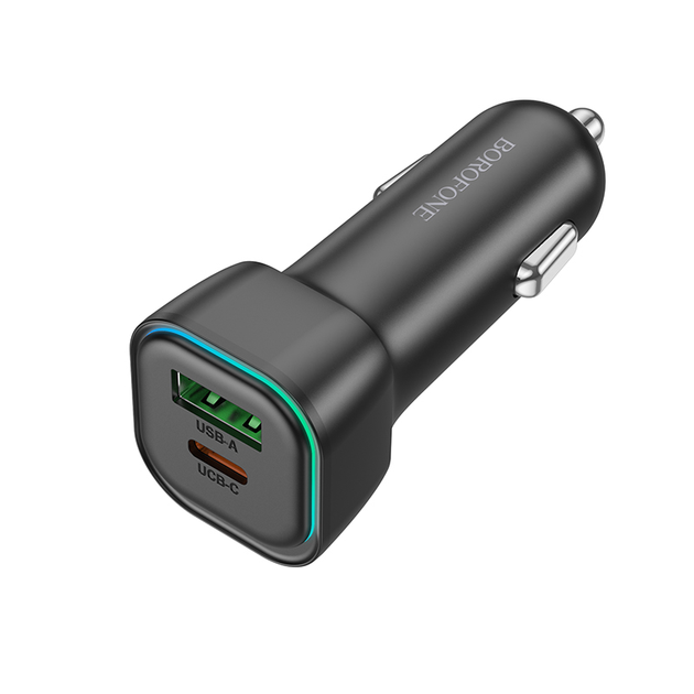 Автомобільний зарядний пристрій BOROFONE BZ28A Trophie PD30W+QC3.0 car charger Black 6941991110818 - зображення 6