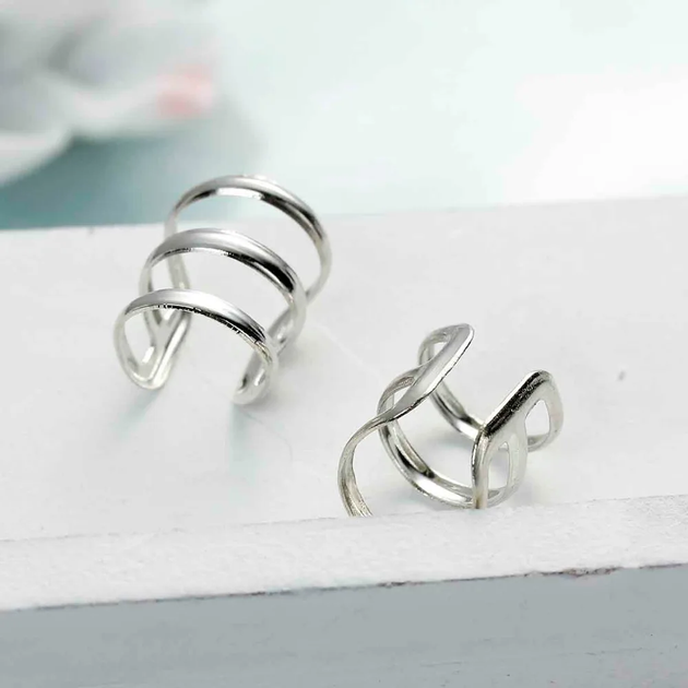 Каф клипс на ухо спираль серьга в виде спирали без прокола 1шт Earcuff серебряный цвет - Фото 4 Каф клипс на ухо спираль серьга в виде спирали без прокола 1шт Earcuff серебряный цвет - изображение 4