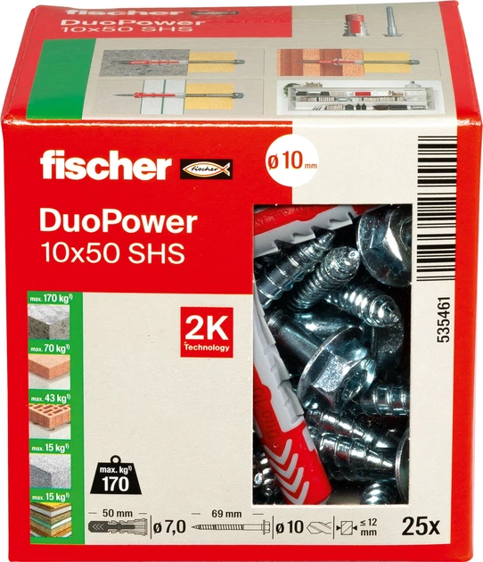 Дюбель Fischer DuoPower 535461 6 х 50 мм S із шурупом 25 шт (4048962239904) - зображення 4