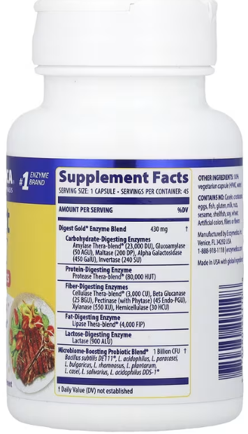 Ферменти та пробіотики для травлення Enzymedica Digest Gold + Probiotics 45 капсул в упаковці (ARE-575010) - зображення 2
