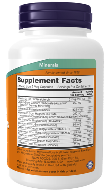 Мультиминералы для иммунной системы Now Foods Full Spectrum Mineral Caps 120 веганских капсул в упаковке (ARE-575258) - изображение 2