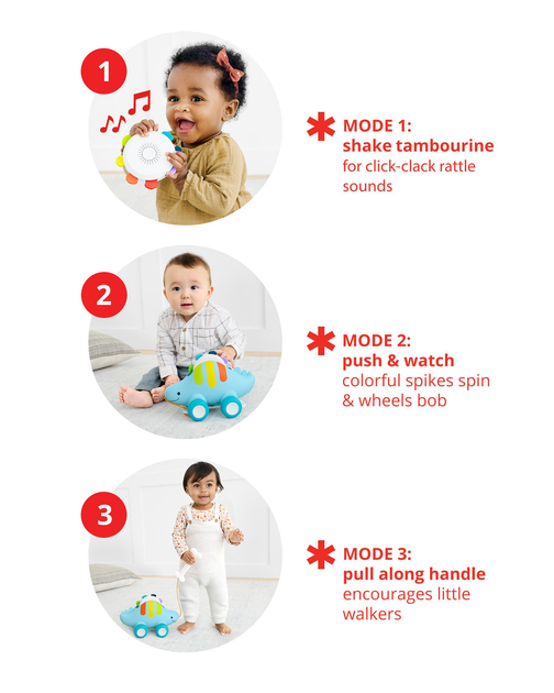 Zabawka na kółkach Skip Hop Baby Musical Pull Toy Explore & More Dinosaur 3w1 (0195862350667) - obraz 5
