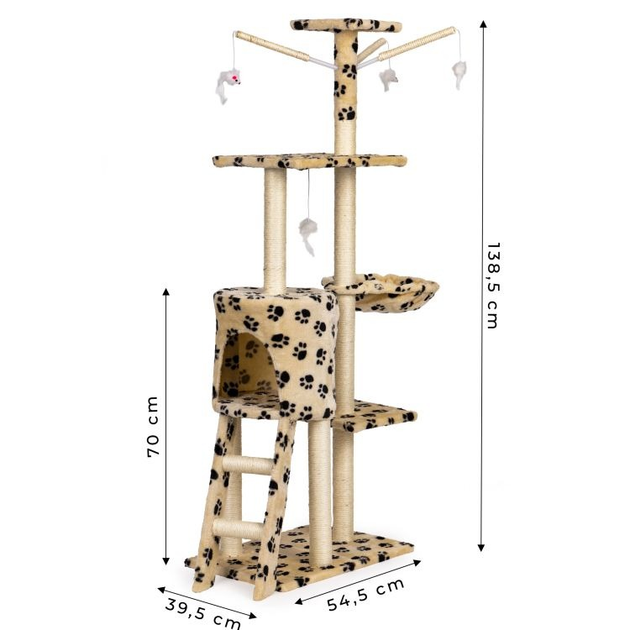 Drapak dla kota Petsi domek drzewo legowisko 138 cm XL odciski łapek (5903089065937) - obraz 8