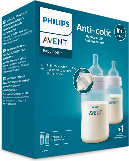 Набір пляшечок Philips Avent Anti-colic 260 мл 1м+ 2 шт SCY103/02 (8710103996743) - зображення 13