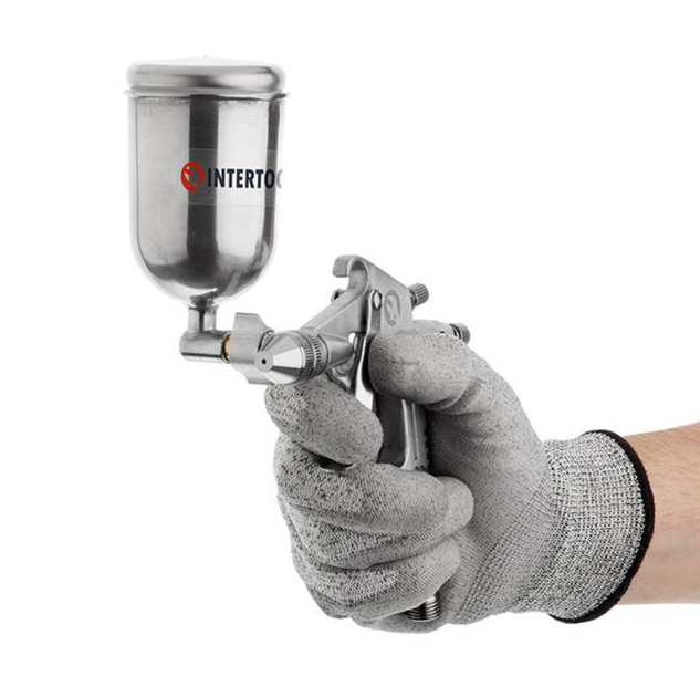 Пневмопистолет лакокрасочный Intertool верхний бак 200 мл d=0.5 мм (PT-0303) - Фото 2 Пневмопистолет лакокрасочный Intertool верхний бак 200 мл d=0.5 мм (PT-0303) - изображение 2