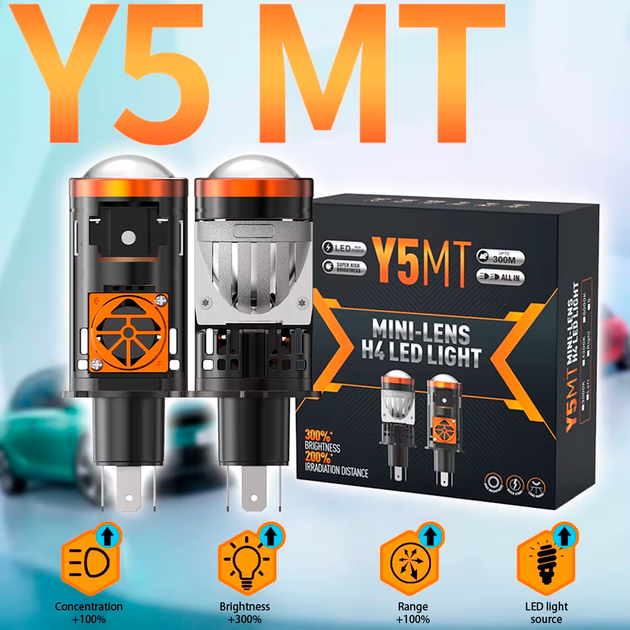 Би ЛЕД мини линзы H4 Terra Y5 MT, 100W. Магнитная отсечка. Идеальная свето теневая граница - изображение 7