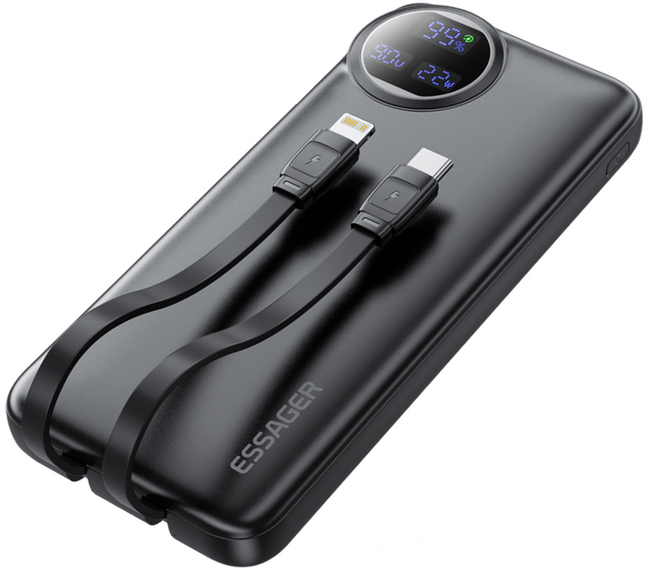 Портативная батарея Essager Heteromypil 22.5W digital display 20000mAh Li-Pol QC3.0 Black - изображение 2