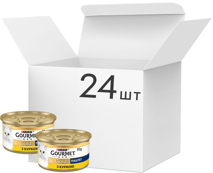 Упаковка вологого корму для кішок Purina Gourmet Gold Паштет з куркою 24 шт по 85 г (7613031381500) - зображення 1