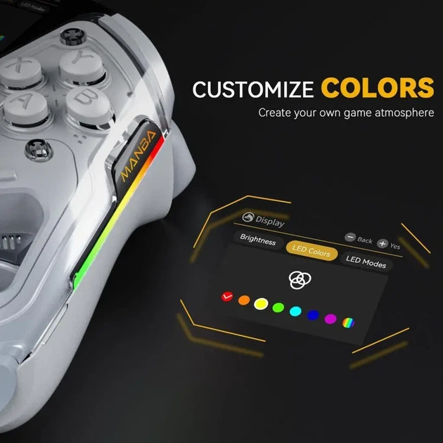 Геймпад Manba One V2 Wireless Controller White с дисплеем и RGB подсветкой - изображение 3