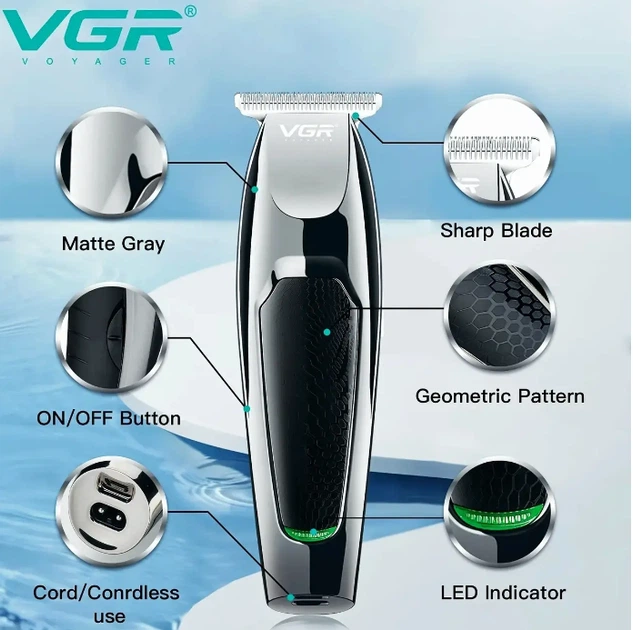 Машинка тример для стрижки волосся бороди бодігpуммер MicroUSB VGR V-030 Professional - изображение 7