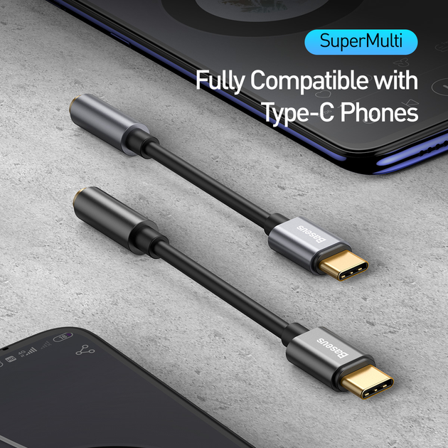 Adapter AUX Baseus L54 Type-C do 3.5 mm Grey (CATL54-0G) - obraz 9
