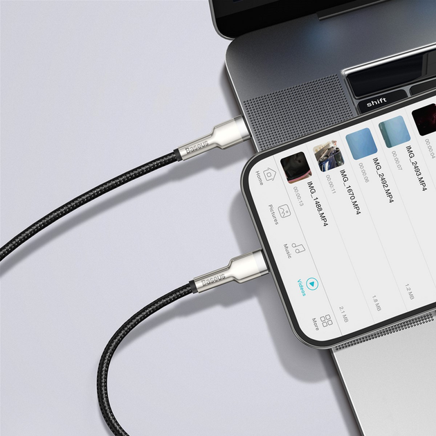 Kabel Baseus Cafule Type-C do Lightning 20W PD 0.25 m Black (CATLJK-01) - obraz 7