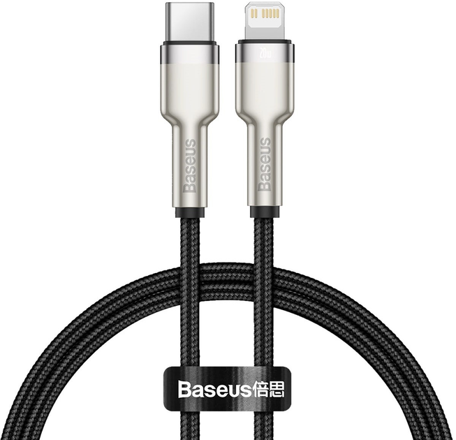 Kabel Baseus Cafule Type-C do Lightning 20W PD 0.25 m Black (CATLJK-01) - obraz 1