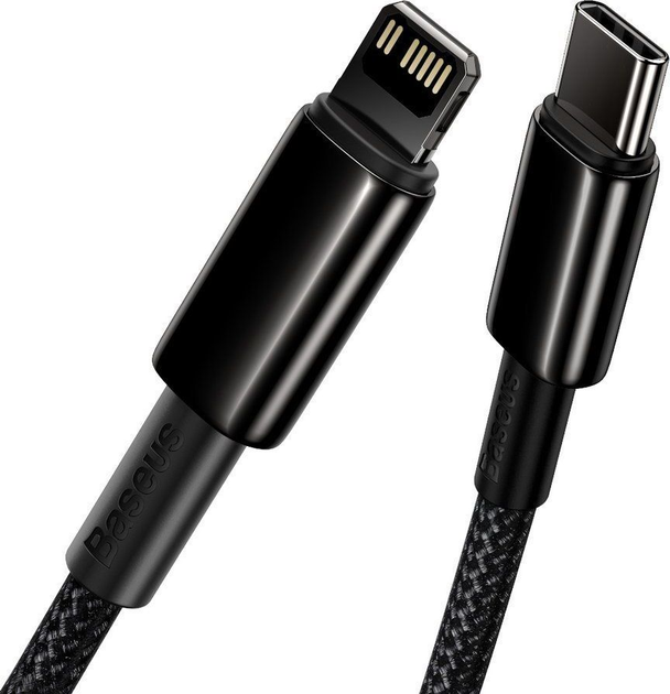 Kabel Baseus Tungsten Gold Type-C do Lightning PD 20W 1 m Black (CATLWJ-01) - obraz 4