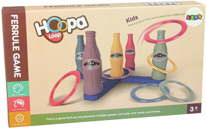 Аркадна гра Lean Toys Кидання кільця на пляшки з балами 12 елементів (5904665993088) - зображення 1