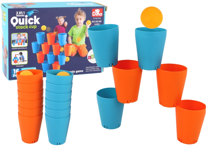 Сенсорна гра Lean Toys Креативні стаканчики 3 в 1 16 елементів (5905679077825) - зображення 2
