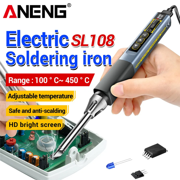 Портативный паяльник ANENG SL108 Silvery 96Вт 5-28В 100-450°C паяльная станция USB паяльник - Фото 5 Портативный паяльник ANENG SL108 Silvery 96Вт 5-28В 100-450°C паяльная станция USB паяльник - изображение 5