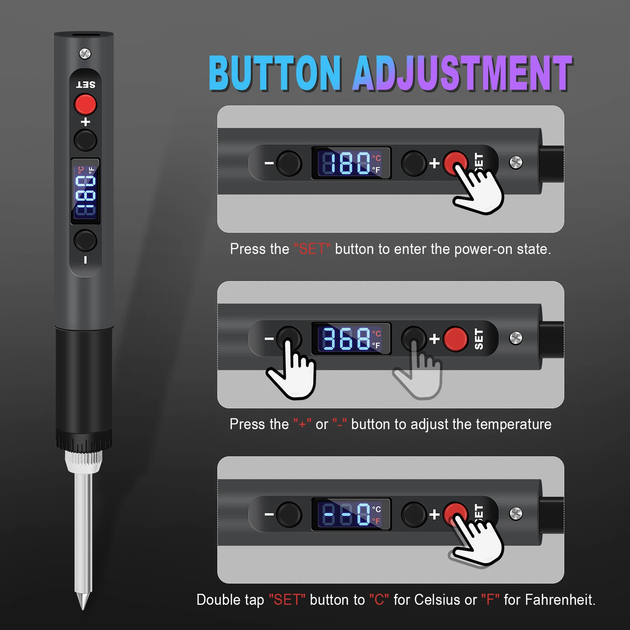 Портативный паяльник DLT-149 65 Вт 9-20В 180-450°C Type-C USB паяльник паяльная станция - изображение 5