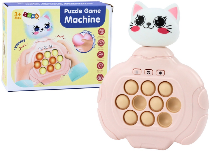 Сенсорна гра Lean Toys Pop-it Консоль Кошеня Рожева (5905991013266) - зображення 2