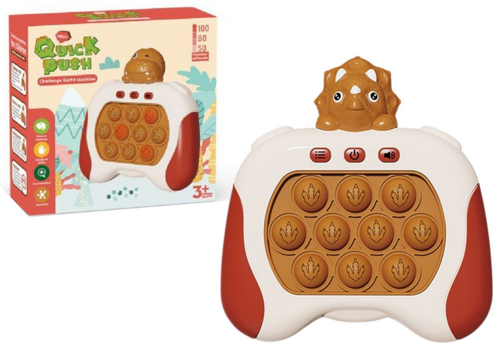 Gra sensoryczna Lean Toys Pop-it Konsola Triceratops Brązowa (5905991013853) - obraz 1