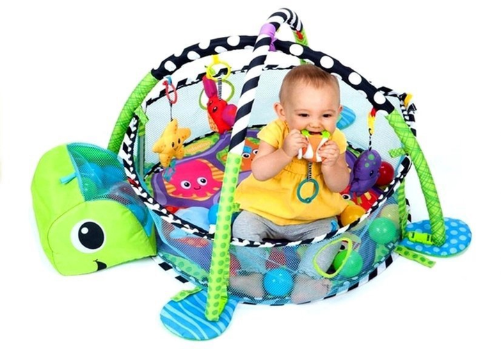 Mata edukacyjna dla maluszka Lean Toys 3 w 1 Żółw z basenem i piłkami 1605 (5904204759830) - obraz 1