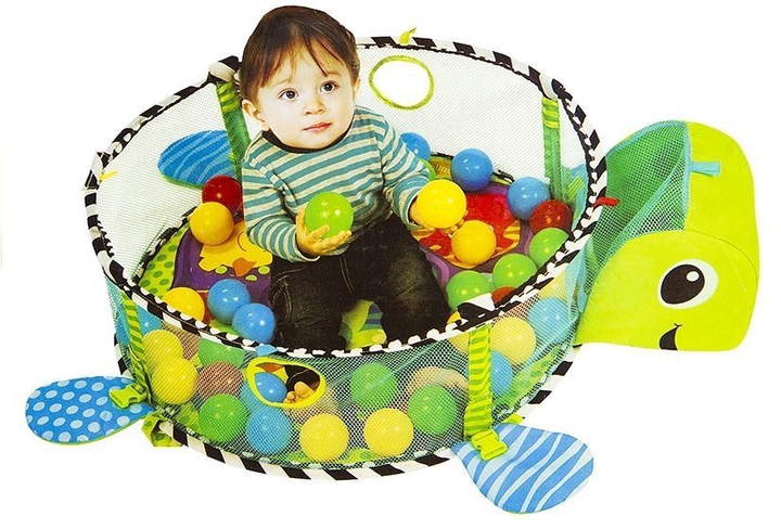 Mata edukacyjna dla maluszka Lean Toys 3 w 1 Żółw z basenem i piłkami 1605 (5904204759830) - obraz 4