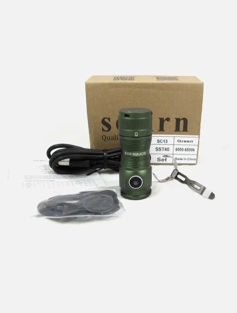 Мини карманный ручной фонарик Sofirn SC13 Green (1300Лм, 217м, 1*18350) - изображение 3