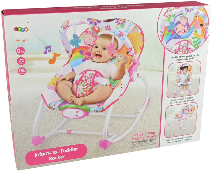 Колиска-гойдалка Lean Toys 2в1 Рожева 9490 (5904204755146) - зображення 1