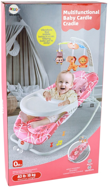 Kołyska-bujaczek Lean Toys 2w1 Żyrafa z dźwiękami i wibracją 16241 (5905679077740) - obraz 1