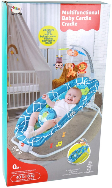Колиска-гойдалка Lean Toys 2в1 Жабка зі звуками та вібрацією 16242 (5905679077757) - зображення 1
