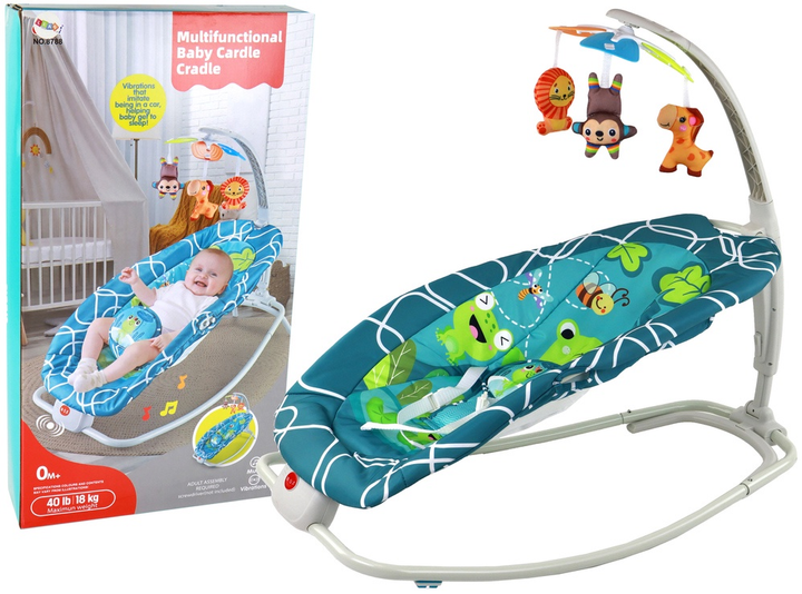 Колиска-гойдалка Lean Toys 2в1 Жабка зі звуками та вібрацією 16242 (5905679077757) - зображення 2