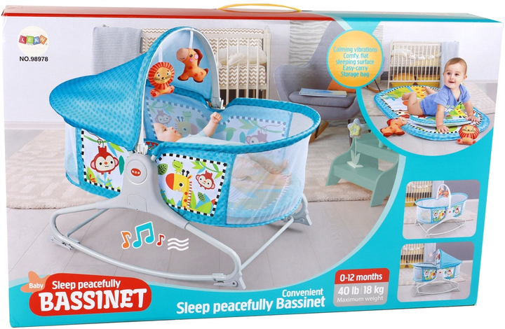 Ліжечко-гойдалка Lean Toys 2в1 з матом Синє 16243 (5905679077764) - зображення 1