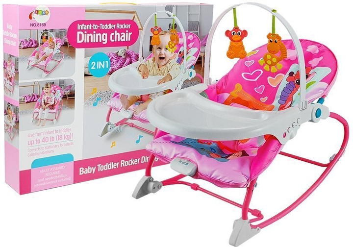 Kołyska-bujaczek Lean Toys 2w1 Różowa 8296 (5903802456752) - obraz 2