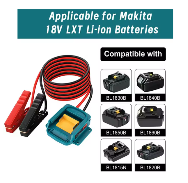 Адаптер Makita 18V на клеммы с крокодилами 12V LXT - Фото 3 Адаптер Makita 18V на клеммы с крокодилами 12V LXT - изображение 3