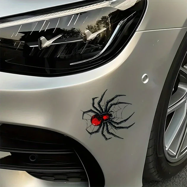 Автомобільна світловідбиваюча вінілова наклейка Павук 10×10 см Червоно-чорна - изображение 6